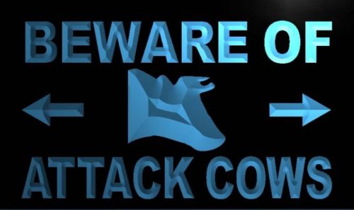 Beware of Attack Cows Neon Light Sign